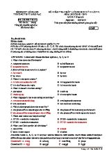 Đề kiểm tra chất lượng học kỳ II môn Tiếng Anh Lớp 12 - Năm học 2018-2019 - Trường THPT Mèo Vạc (Kèm đáp án)